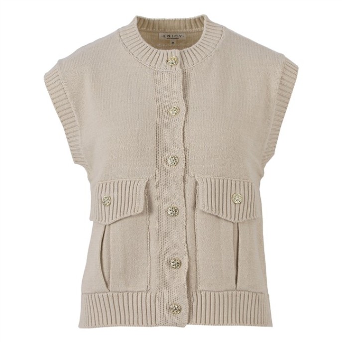 Enjoy gebreid Gilet met zakken 507453 Beige